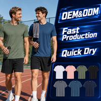 Fabricant de T-shirts de sport pour hommes personnalisés avec logo, en tissu respirant et mélange de spandex, à carreaux, pour l'entraînement en extérieur