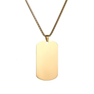 Collier pendentif en acier inoxydable lisse en forme de bouclier <span class=keywords><strong>pour</strong></span> accessoires de mode masculine, gravure laser de contenu photo - Product Image 5