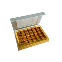Boîte cadeau en papier vide pour truffes au chocolat dorées magnétiques, avec fenêtre transparente, personnalisable selon les besoins