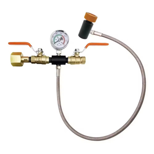 อะแดปเตอร์วาล์วบอลสำหรับเติม CO2 สำหรับถังคาร์บอเนเตอร์ Sodastream Tr21-4 พร้อมเกจวัดแรงดัน 250 บาร์ และท่อเหล็กถักขนาด 24 นิ้ว - Product Image 1