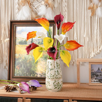 Vente en gros de grandes fleurs artificielles de calla blanches au toucher réel, tiges florales de simulation pour centre de table de mariage, décoration intérieure