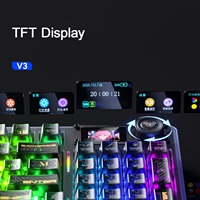 AULA F98Pro V3 Mechanical Keyboard Rotate Button RGB Backlight Screen Knob Tri-Modes Game E-sports Special Carved 99 Keycaps