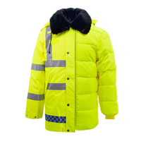 Imperméable de sécurité jaune fluorescent réfléchissant ANSI Classe 3 avec logo, en tissu Oxford de coton épaissi, résistant au froid, vêtement de travail - Marque Aoke