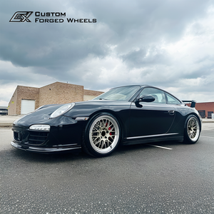 Rines Forjados Personalizados con Bloqueo Central 18x9 17x8.5 5x130 Diseño de Malla Dorada Brillante Estilo <span class=keywords><strong>Motorsport</strong></span> para Porsche 911 GT3 - Product Image 3