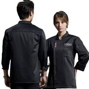 Klassieke Unisex <span class=keywords><strong>Chef</strong></span>-Jassen Met Lange Mouwen Poly/Katoenen Twill Stof Zak Voor Café Bar Ober Chinese Restaurant Uniformen Bakken - Product Image 1