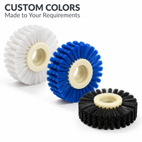 Brosse industrielle à roulettes, couleur et taille personnalisées, avec trou central, pour les applications de nettoyage des surfaces de machines