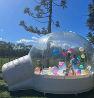 Tente Igloo Gonflable Transparente Bounce Bubble avec Toboggan et Tunnel pour Enfants - Dôme Gonflable Transparent Effet Cristal