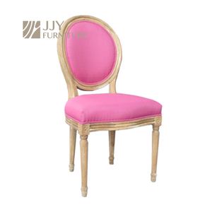 Sedia JJY-YHY-O005 <span class=keywords><strong>Vintage</strong></span> francese con schienale rotondo in legno con sedile in lino per Boutique Cafe - Product Image 5