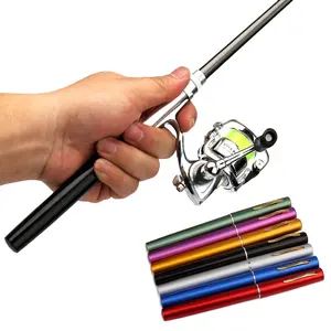 Fishgang 1M 1.4M Kwaliteit Telescopische Pocket Mini Hengel In Pen Case Pen Hengel En Reel Combo