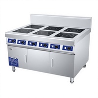 Table de cuisson à induction en céramique en acier inoxydable à 6 brûleurs, cuisinière électrique professionnelle pour restaurant