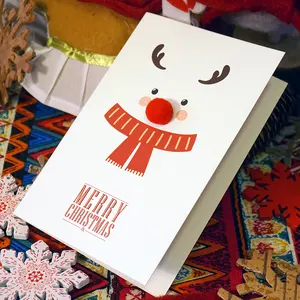 Individuell niedlich gedruckte Kunsthandwerk Weihnachts-Grußkarten mehrfarbiges Papier Weihnachtsmann Schneeflocken und Rentier-Themen