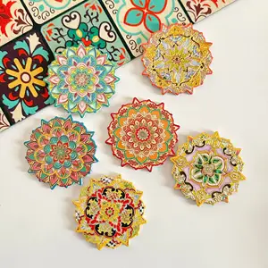 Boho Magnetic Refrigerator Sticker Guangdong Bohemian Style Embossed Gold Stamping Process Melamine Synthetic Resin Decoration