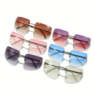 Gafas de Sol Cuadradas con Decoración de Mariposa y Logotipo Personalizado, Gafas de Sol sin Montura UV400 Y2K para Mujer - Product Image 4