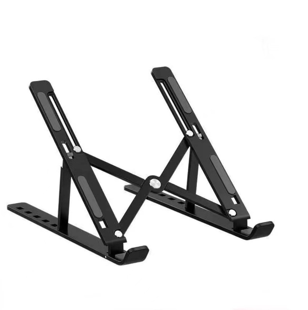 Portable 6-Plug Aluminium Adjustable Metal Notebook Stand ABS Material Foldable Laptop Stand for PC & Tablets