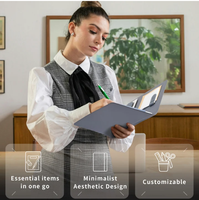 Organisateur de bureau en cuir PU à hauteur réglable magnétique avec plateau flottant pliable détachable et support de téléphone