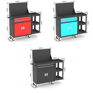Carro de Herramientas Metálico con Cajones y Panel Perforado, Gabinete Móvil para Almacenamiento en Garaje, Carro de Herramientas para Taller y Reparación de Automóviles - Product Image 2