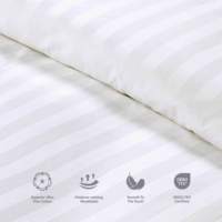 Parure de Lit Hôtellerie de Luxe Rayure 3cm T250 Blanche Polycoton avec Taie d'Oreiller Literie de Qualité Supérieure
