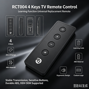 Factory Customized 4-Button IR Remote <strong>Control</strong> for Home Appliances <strong>TV</strong> Audio/Video Players-OEM/ODM Service ABS Plastic Silicone - Product Image 4