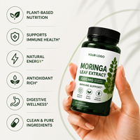 Capsules d'extrait de Moringa végétaliennes en marque blanche ODM/OEM, 60 capsules/flacon, 2 capsules par jour, complément alimentaire naturel pour une alimentation quotidienne