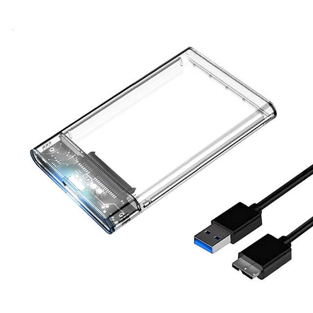 2.5" SATA to USB 3.0 HDD Enclosure with Plastic Case Supports SSD & HDD 4TB MAX Capacity External Storage for Windows/Mac