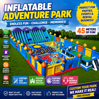 Parc d'aventure gonflable géant de 45 mètres, château gonflable, parcours d'obstacles commercial à glissades multiples pour la location d'événements