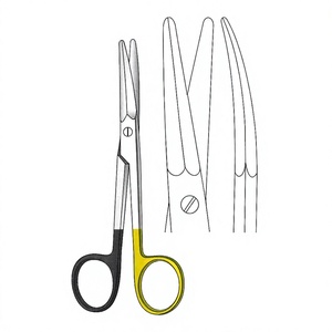 กรรไกร Aufricht ขนาด 14 ซม. / 5-1/2 นิ้ว ใบมีดโค้งเดี่ยวแบบหยัก Super Cut TC สีทอง สำหรับผ่าตัดทางการแพทย์ ความแม่นยำสูง - Product Image 1