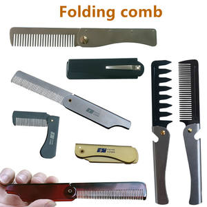 Pettine a denti larghi con logo personalizzato in fabbrica, mini pettine per baffi pieghevole, pettine per coda in metallo - Product Image 3