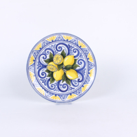 Service de table en porcelaine toscane d'été, assiettes décoratives et bols de service à motif de branche de citron imprimé en 3D
