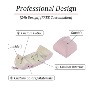 Luxury <strong>Pink</strong> Velvet <strong>Jewelry</strong> <strong>Box</strong> with Custom Logo, Elegant Gift Packaging for Women for Necklace Ring Earring Storage - Product Image 4