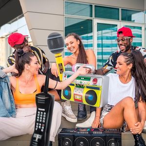 3 Piezas de Micrófono Inflable con Forma de Radio Boombox, Decoraciones para Fiestas de los 80 y 90, Accesorio de Disfraz con Temática de Música Hip Hop - Product Image 6