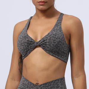 Venta al por mayor de moda estampado de leopardo entrenamiento Sujetador deportivo logotipo personalizado bajo Moq <span class=keywords><strong>tetona</strong></span> ropa interior ejercicio ropa de gimnasio mujeres correr sujetadores - Product Image 3
