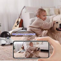 Jouet pour animaux de compagnie intelligent sans fil WIFI avec caméra à double objectif 360° °   Moniteur mobile panoramique avec suivi automatique et audio bidirectionnel