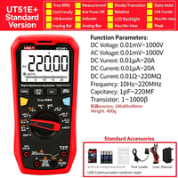 Multimeter Digital Uni-T UT136B+ Auto-Ranging 600V/10A Pengukur Tegangan Arus Frekuensi Kapasitansi Alat Profesional Teknisi Listrik