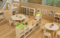 Ensemble de meubles de maternelle en bois écologiques et modernes pour enfants, avec tables, chaises et lits, pour usage scolaire