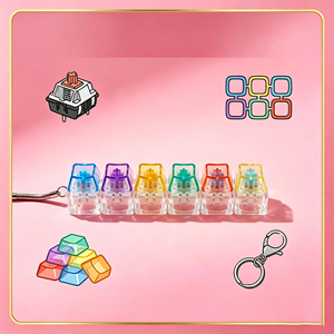 Porte-clés en plastique transparent PC avec interrupteur mécanique linéaire à 6 touches, jouet anti-stress sonore et lumineux pour sac - Product Image 2