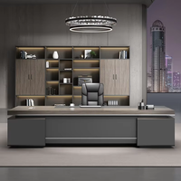 Escritorio moderno de lujo en forma de L para oficina ejecutiva, muebles modulares de madera para ordenador