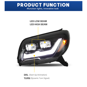مصابيح أمامية LED من HCMOTIONZ للجيل الرابع من تويوتا فورانر 2003-2009، مجموعة مصابيح أمامية مع إضاءة نهارية وحركة عند التشغيل - Product Image 4