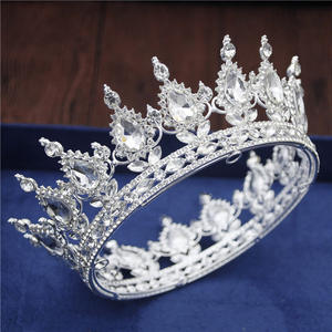 水晶复古皇家女王国王 Tiaras 和冠男性/女性选美舞会 Diadem 头发饰品婚礼发饰饰品配件 - Product Image 3