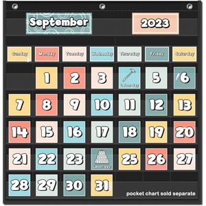 Calendario mensual para el aula, tabla de bolsillo con tarjetas de 2,75x2,75, gestión del tiempo, regreso a la escuela, diseño moderno - Product Image 6