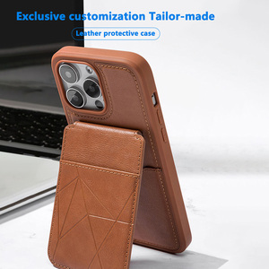 เคสโทรศัพท์หนังแท้แบบขายส่ง พร้อมขาตั้ง ป้องกันการกระแทก สำหรับ iPhone 12 13 14 15 16 Pro Max - Product Image 2