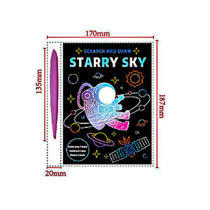 Personalizado niños cielo estrellado tema Arco Iris rasguño arte papel Diy dibujo libro mágico dibujo libro para niños - Product Image 2