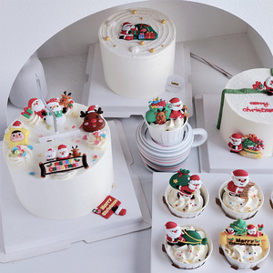 Weihnachts-Kuchenaufsatz Weihnachtsmann Xmas Cupcake-Topper Winter-Feiertagsdekoration Elch Glocke Weihnachtsbaum Kuchendekoration - Product Image 4