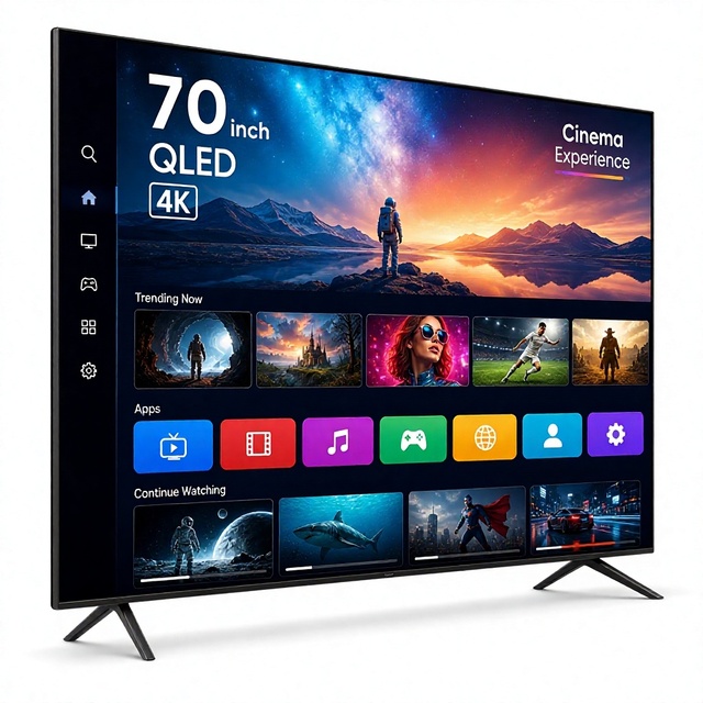 70 Inch QLED 4K Smart TV Cinema Experience Wide Screen Display for Home Entertainment