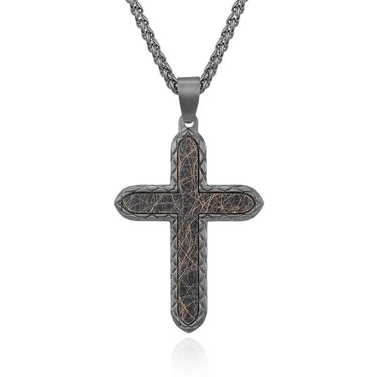Custom WholesaNew Arrival Man Black Stainless Steel Fashion Jewelry Mens Popular Brands Religions Cross Pendant Necklace
