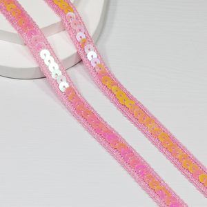 Dentelle de Bordure Multicolore en Gros de 1 cm, Broderie Ethnique à Paillettes et Sequins - Product Image 1
