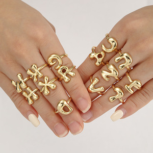 Finger Dual Alphabet Rings Personalized Gold Alphabet Rings