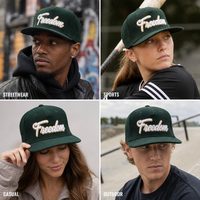 Casquette de baseball personnalisée en velours côtelé à visière plate, 6 panneaux, avec broderie script et sangle en cuir réglable, vente en gros, OEM, faible MOQ