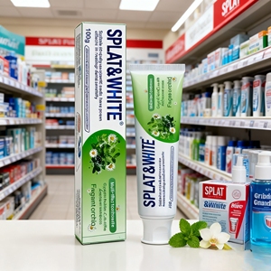<span class=keywords><strong>Pasta</strong></span> <span class=keywords><strong>de</strong></span> <span class=keywords><strong>dientes</strong></span> con sabor a menta SPLAT & WHITE <span class=keywords><strong>para</strong></span> uso doméstico Alivia el <span class=keywords><strong>dolor</strong></span> <span class=keywords><strong>de</strong></span> muelas Proporciona blanqueamiento químico Garantiza encías saludables 100g - Product Image 1