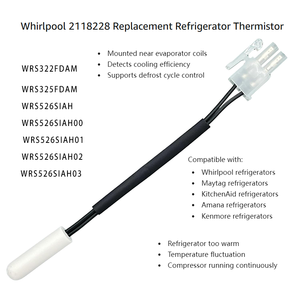 Capteur de température thermistor pour réfrigérateur WPW10384183, remplacement pour Whirlpool Maytag KitchenAid Kenmore W10384183 - Product Image 4