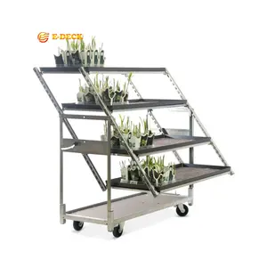 Transportation galvanized steel folding dutch flower trolleys with 5 shelves